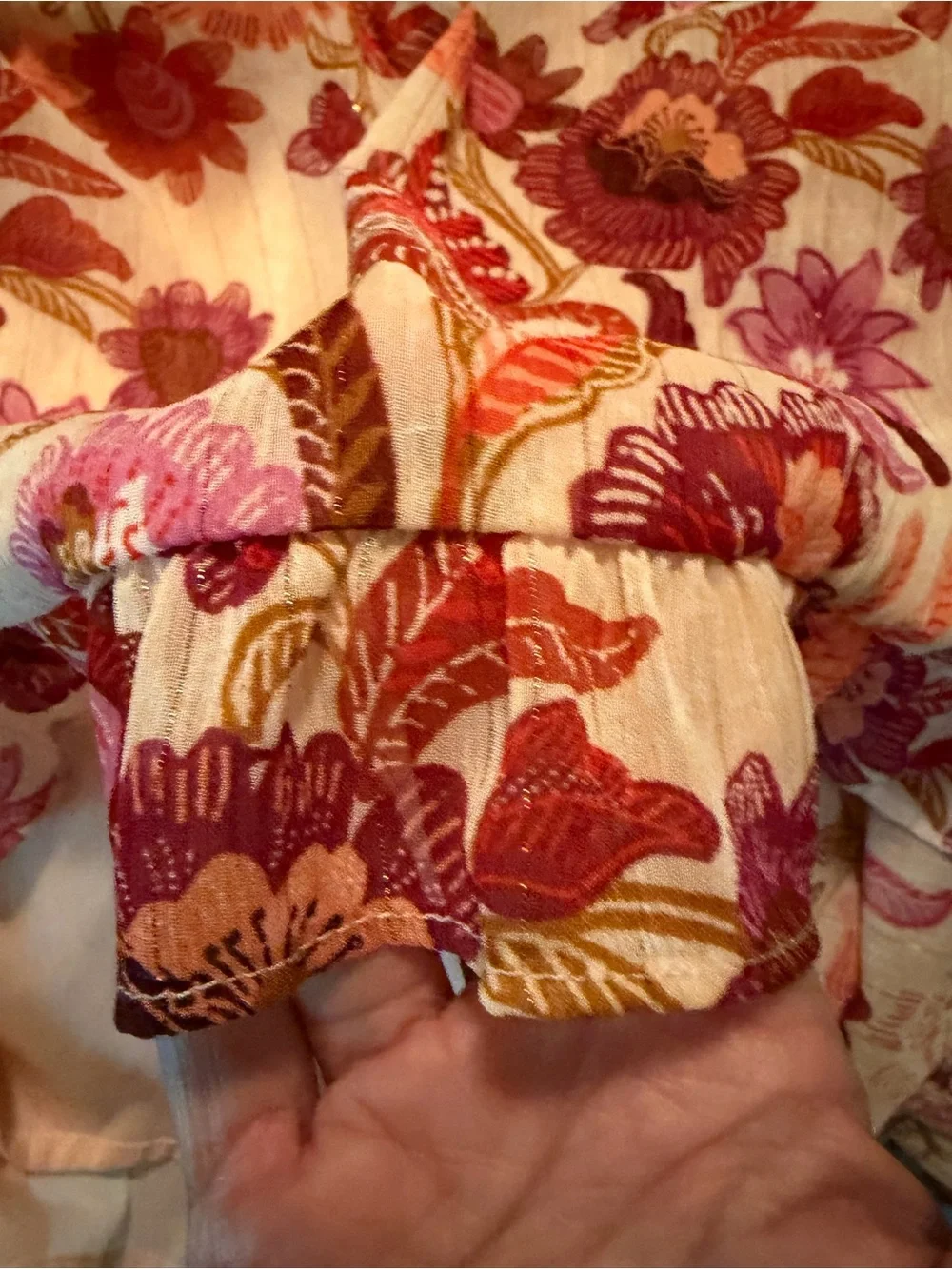 Old Navy Floral Tiered Long-Sleeve Dress in Rose and Cream